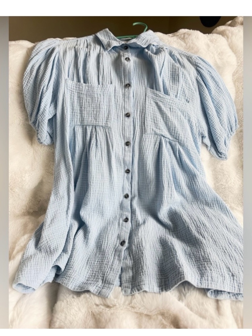 Ces Femme Light Blue Button-Front Women's dress.